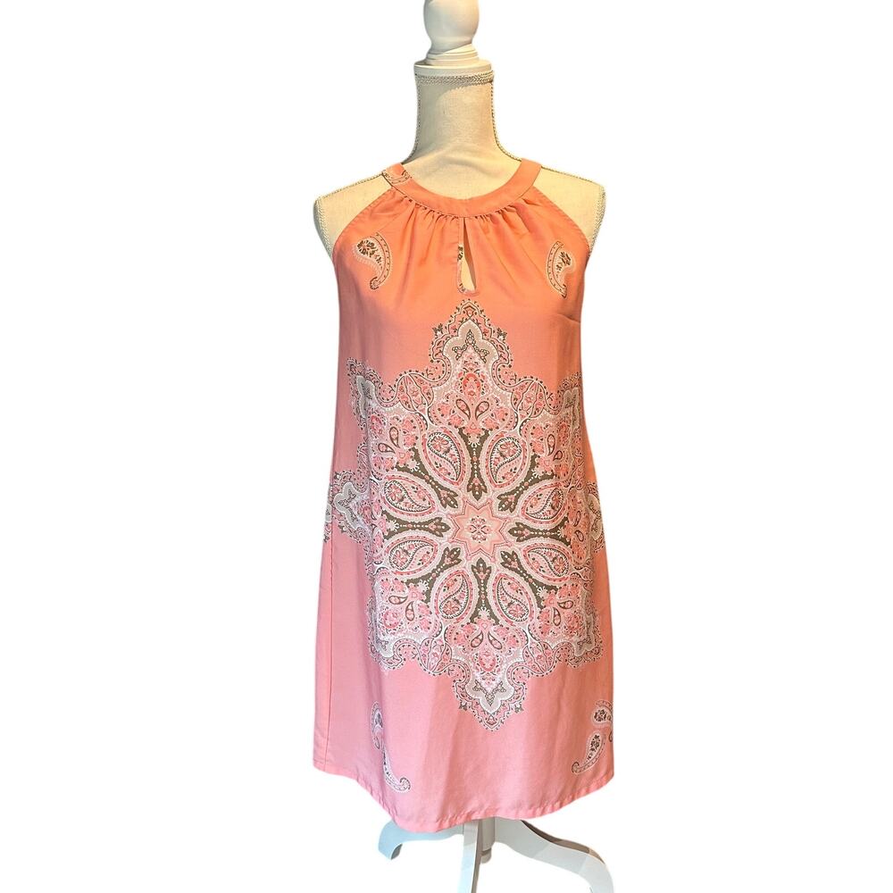 New York & Company Size XSmall Boho Cottage Fairy Pink Paisley Dress Vacation